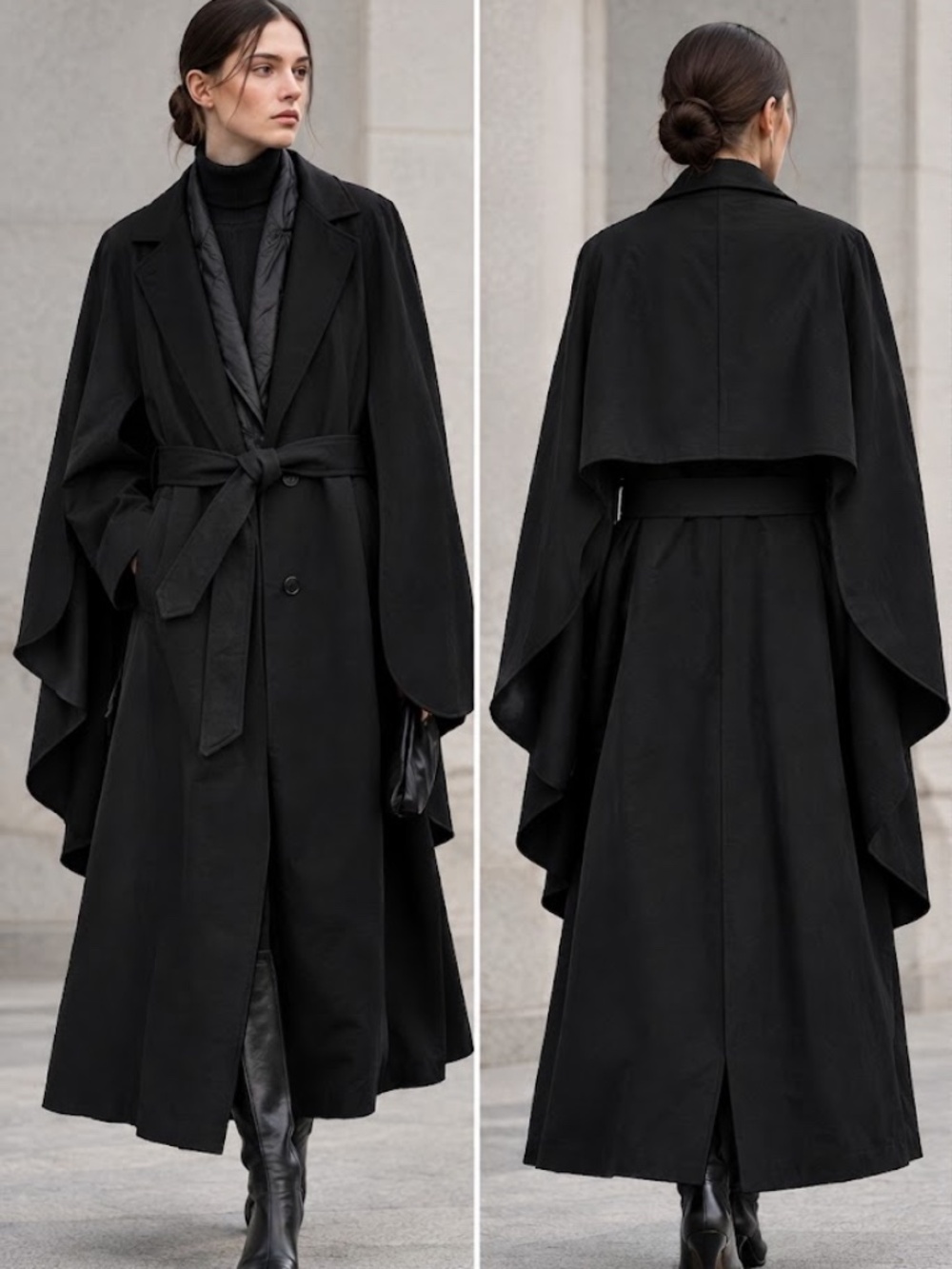 Burberrys Vintage Speciality Wool Alpaca Coat England Cape Back Belted Size 6/36